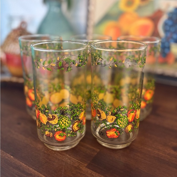 Corelle Other - 6pc Corelle Libbey Bonne Sante Spice of Life 5-inch Glasses Set Of 6 Vintage